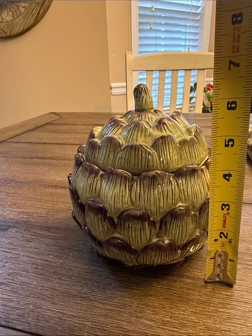 Home Interiors Artichoke Canister Cookie Jar Vintage 7”